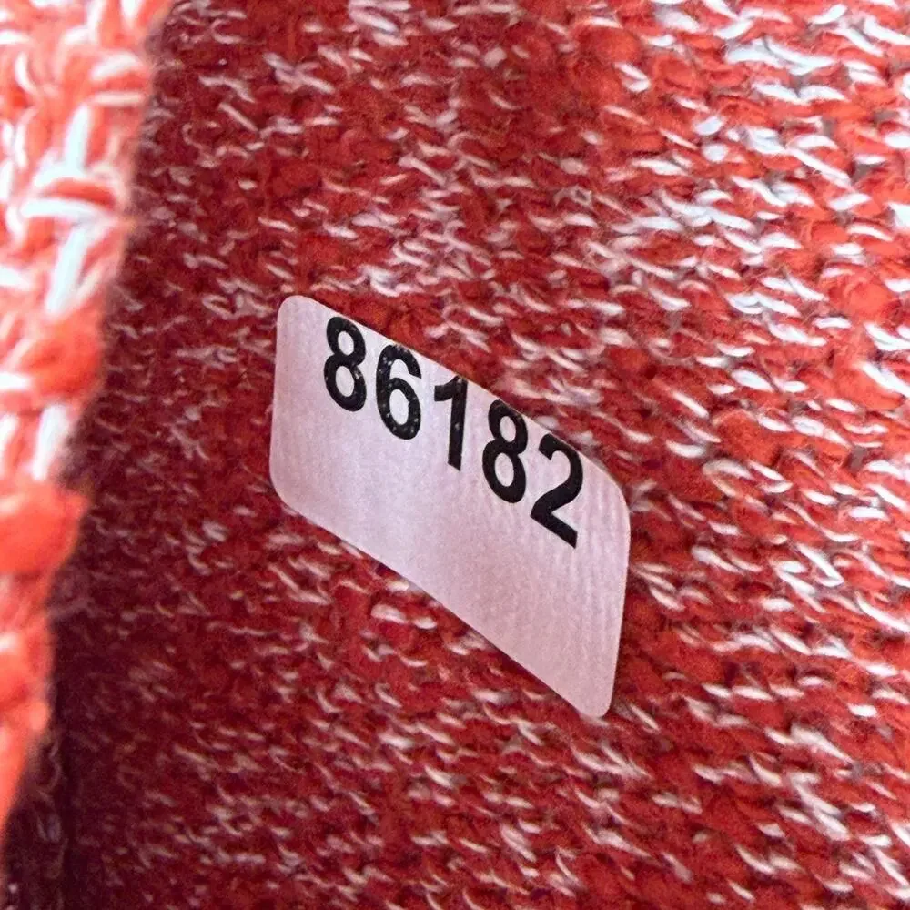 LL BEAN Sweater Womens M Cotton Ragg Pullover Crew Neck Jumper Marled Red